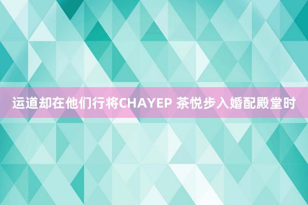 运道却在他们行将CHAYEP 茶悦步入婚配殿堂时